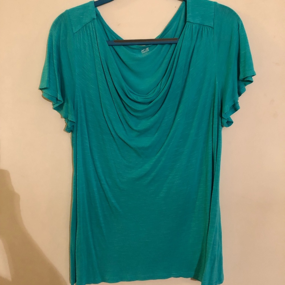 Teal cowl-neck blouse. Apt 9. Size 0X.